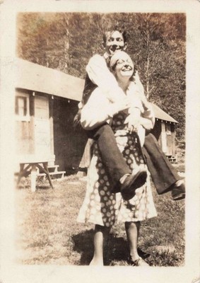 VTG Photo Beautiful Woman Giving Piggyback Ride Handsome Man Laughing