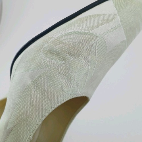 Vintage J. Renee Mint Green BLOOM Floral Jacquard Pumps Shoe Lucite Heel 6.5 M - Picture 7 of 12