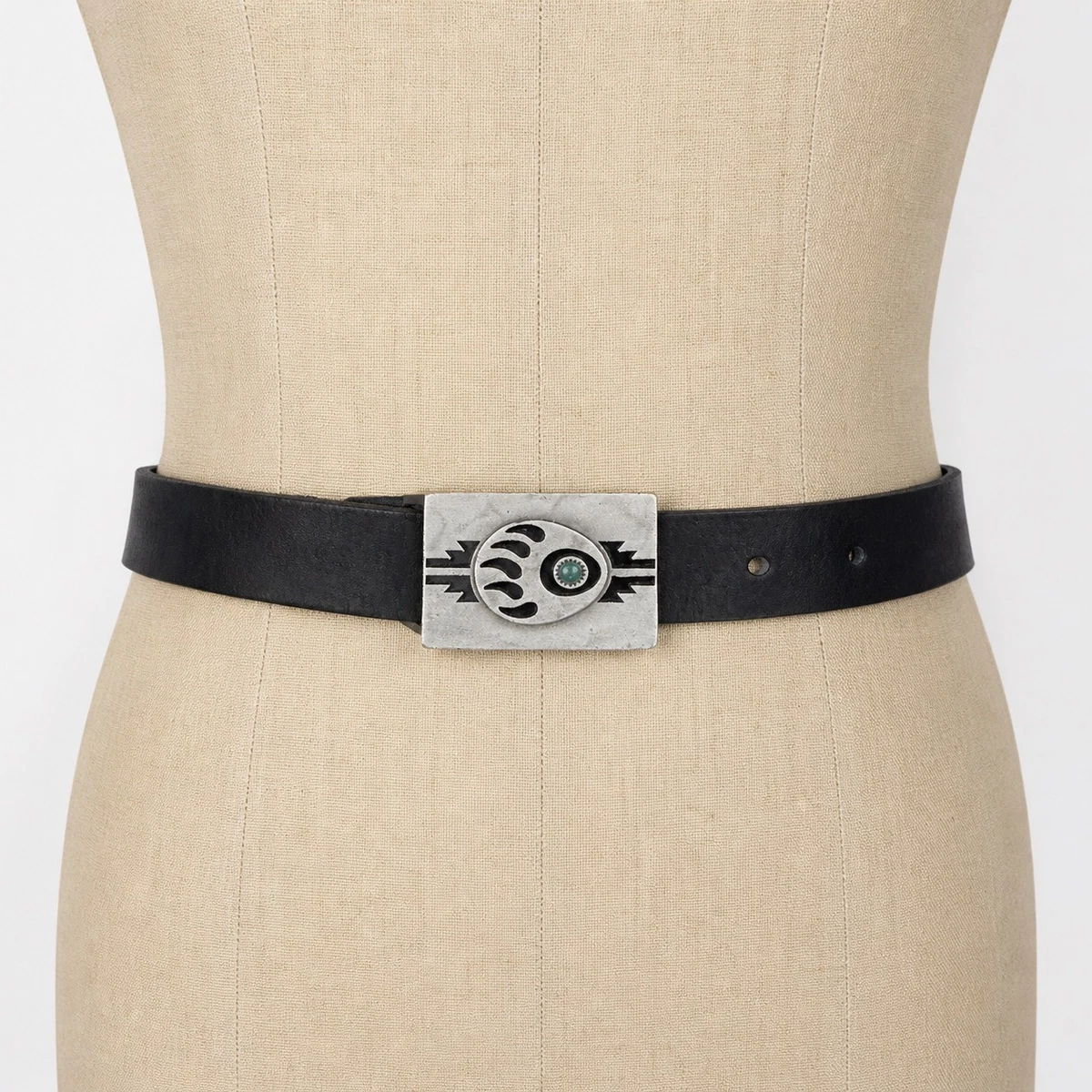 Siskiyou Vintage 1995 Bear Baw Silver Belt‎ Buckle Black Leather Belt 41” Siskiyou Belt Buckle – Indigo and Roses main image 4