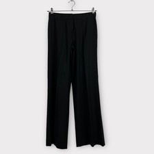 Hugo Boss Size 6 US Black Wide Leg Wool Trouser Dress Pants Career Work 32" Long