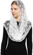 Embroidered Lace Chapel Veil Infinity Mantilla Veils Catholic Church Veil Latin