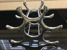 Rare Cast Aluminum Wine Rack Mid Century Modern Style 6 Bottle very good shape