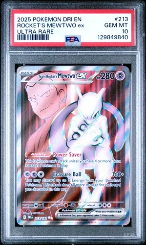 2025 POKEMON DRI EN-DESTINED RIVALS ULTRA RARE TEAM ROCKET'S MEWTWO EX PSA 10