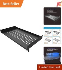 1U Vented Steel Rack Shelf 10 Inch Depth for 19-Inch Network Equipment