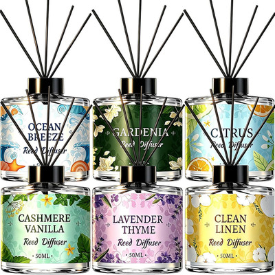 6 Pack Reed Diffuser Sets, Essential Oil Reed Diffusers for Home with 30 Sticks,