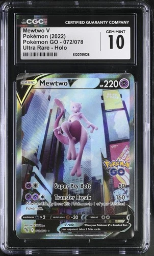 CGC 10 Mewtwo V 072/078 Alternate Full Art Pokemon GO Pokémon Card