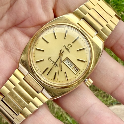 Omega Seamaster Automatic 1020 DayDate GoldPlated Men’s 35mm Watch RUNS! READ!