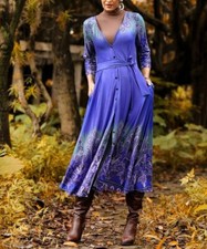 Reborn Blue Paisley Long Dress Size 1X