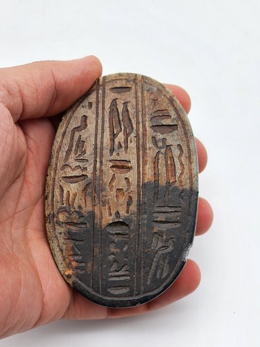 Rare Ancient Egyptian Scarab Pharaonic Antique Handmade With Hieroglyphs - Picture 5 of 9