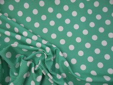Bullet Printed Liverpool Textured Fabric Stretch Mint Green White Polka Dot P15