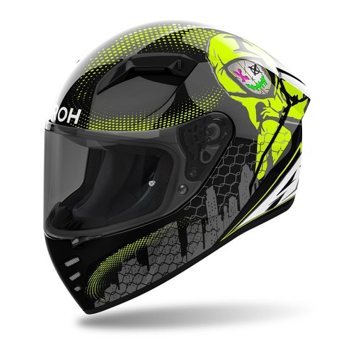Airoh Connor Gamer Full Face Motorcycle Crash Moped Helmet Commuter Black Yellow