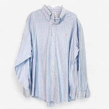 Brooks Brothers Men's XL Blue  White Striped Dress Shirt - Long Sleeve