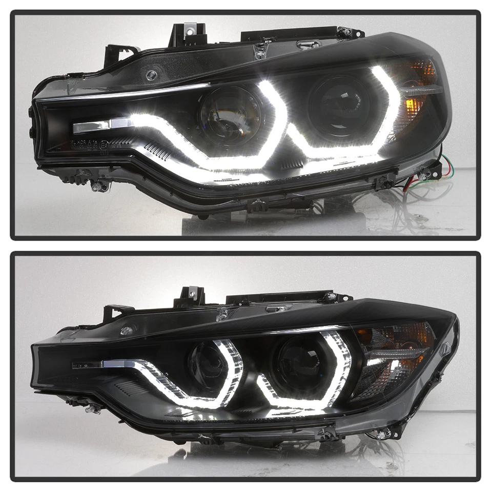 Black Smoke 2012-2015 BMW F30 328i 335i Sedan LED 3D DRL 2 Projector Headlights - Image 4 of 4
