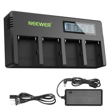Neewer 4-Channel NP-F Battery Charger with LCD Display for Sony NP-F550 F570