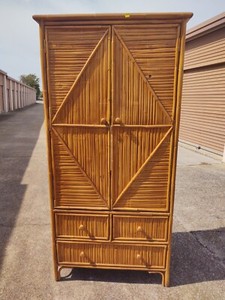Vintage Bamboo Armoire Entertainment Center