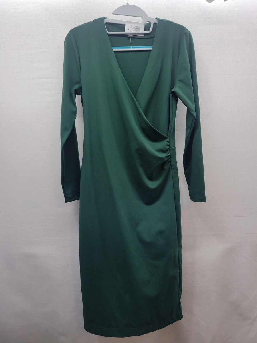ann taylor green wrap dress Ann Taylor Womens Hunter Green Wrap Knit Dress Sz Xs New Pencil Sheath