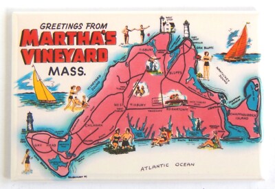 Greetings from Martha's Vineyard Massachusetts FRIDGE MAGNET map souvenir