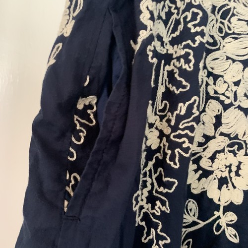 CREWCUTS Navy Cotton Dress Ivory Embroidery-14 - Picture 4 of 7