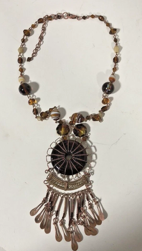 Collar Colgante Cristal Ámbar Cobre Foto 2 de 4