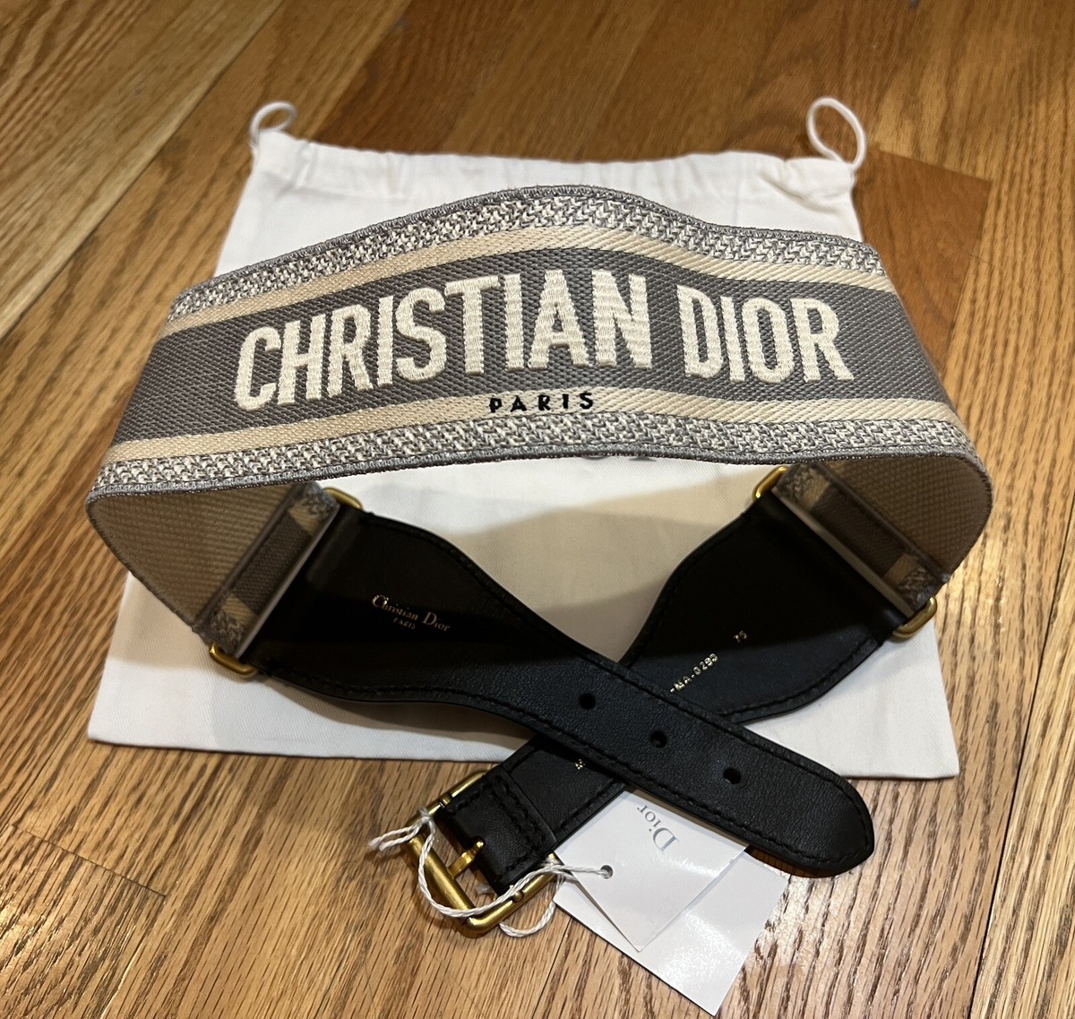Christian Dior ベルト 75 cm NEW Christian Dior Large Canvas Belt in Grey/Cream Size