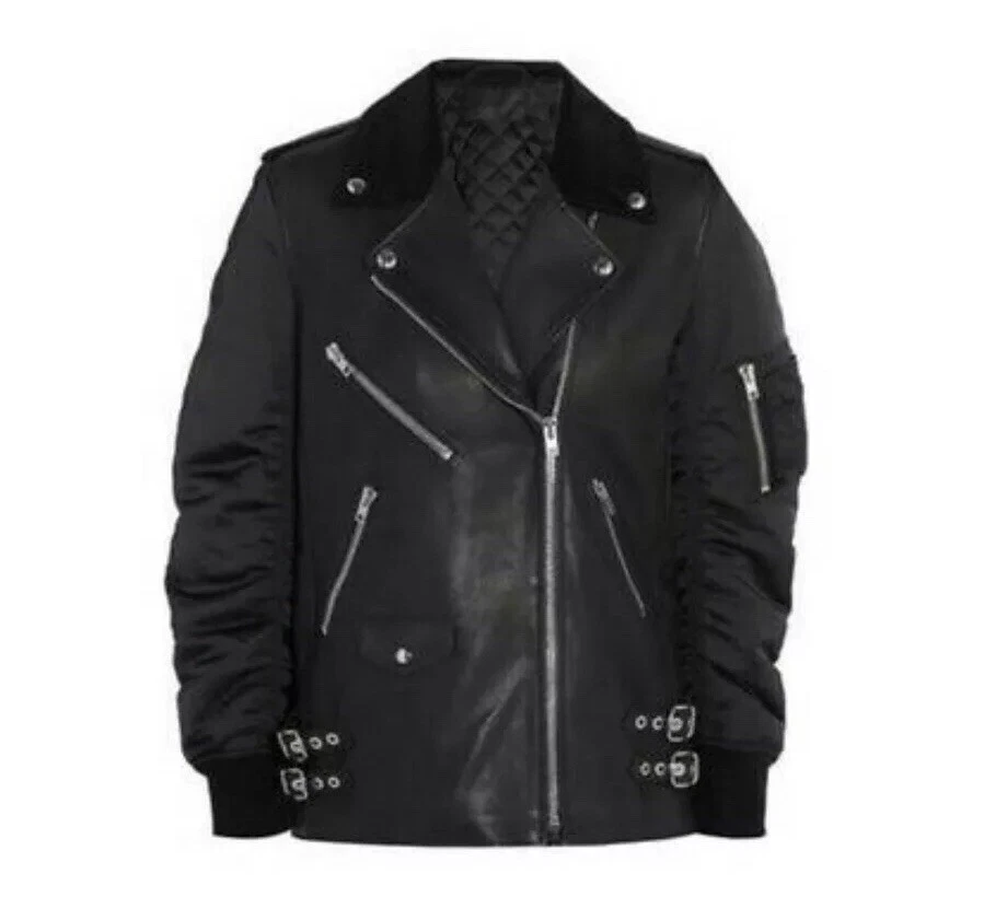 Giacca in pelle oversize Alexander Wang nuova con etichette nera taglia 0 XS S