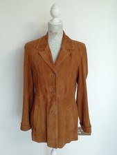 Ste Galerie Birkemeyer Ladies Lambs Suede Tan Jacket - Butter Soft - Uk 40