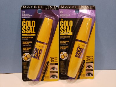 Maybelline~Lot of 2~The Colossal Mascara Instant Big Volume~#232 Glam Brown~.31o