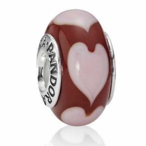 Pandora Retired Red Heart Murano Glass 
