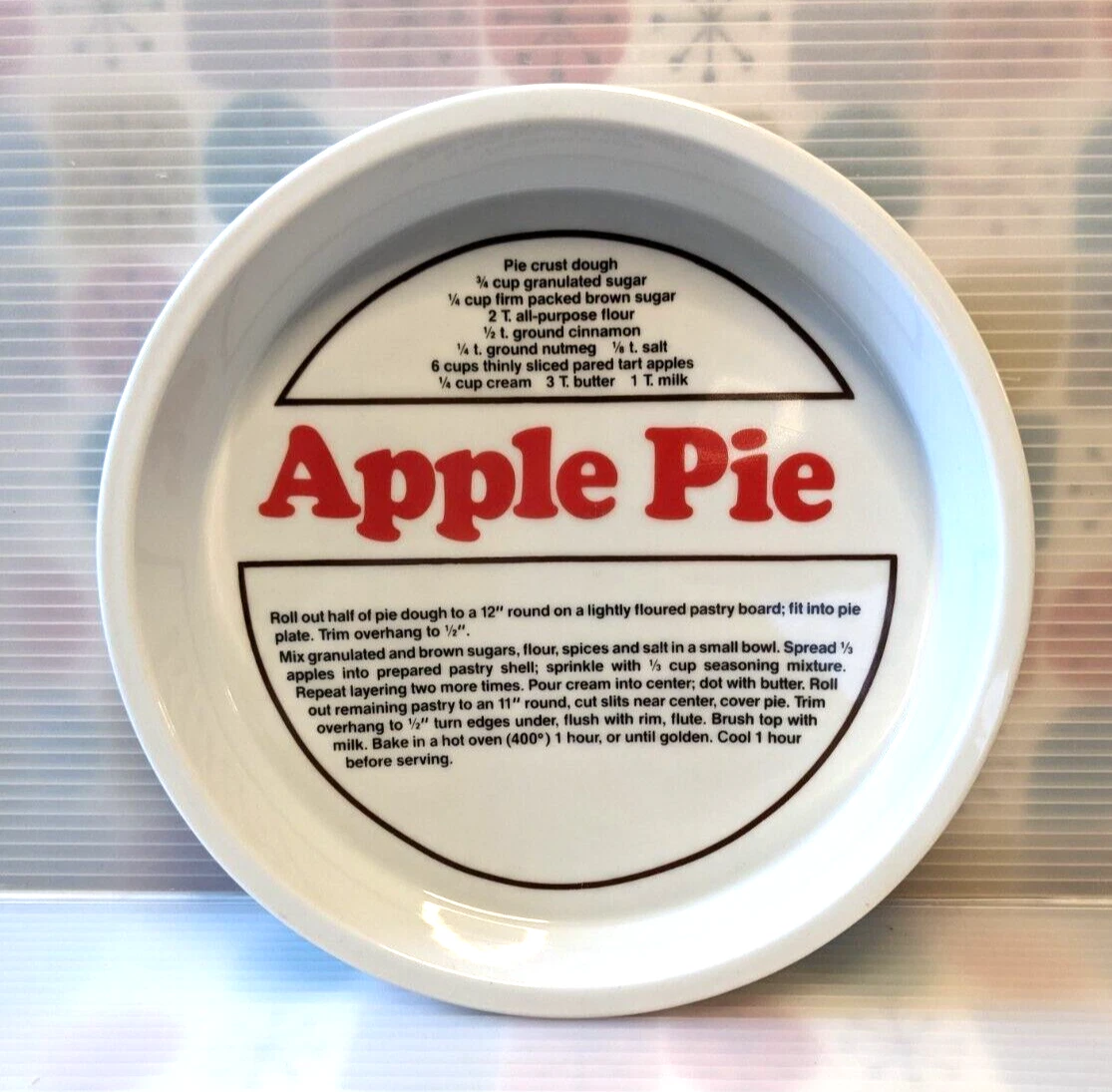 Vintage Taste Setter By Sigma Graphic Gourmet Collection Apple Pie Recipe Plate