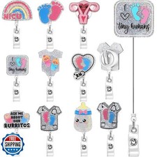 Gersoniel 9pcs Nurse Badge Reel Nurse Retractable Holder Bling Glitter Scrub