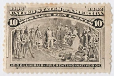 US Sc# 237 *MINT OG H* { 10c PRESENTING NATIVES } COLUMBIAN FROM 1893 CV$ 100.00