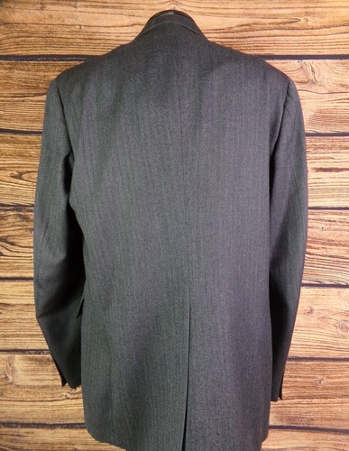 Nordstrom Mens Blazer Two Button Gray Wool 42L Herringbone Sport Coat Jacket VTG - Picture 5 of 10