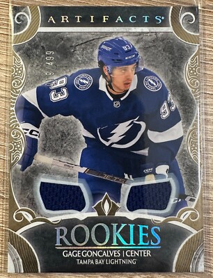 2024-25 UPPER DECK ARTIFACTS GAGE GONCALVES GOLD MATERIALS RC SP #019/499 #195
