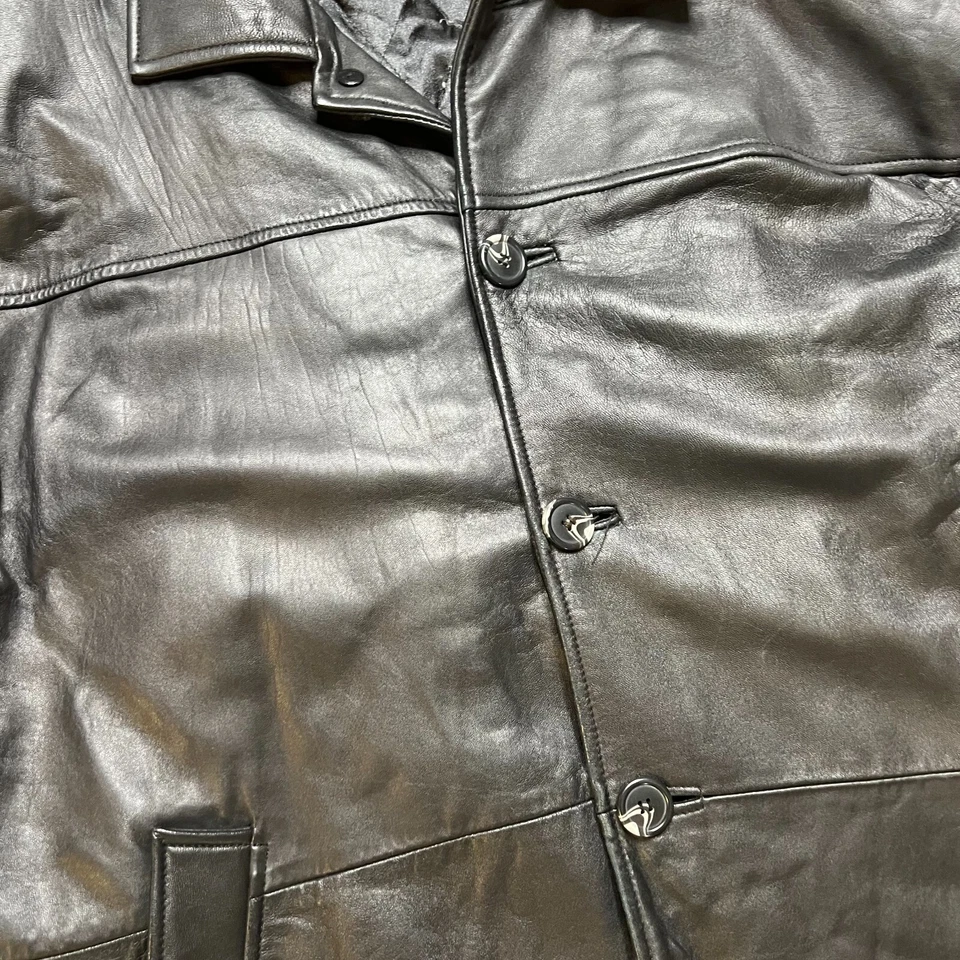 Chaqueta de bombardero de cuero con botones negra talla grande Northern Explorer de colección para hombre Foto 3 de 4