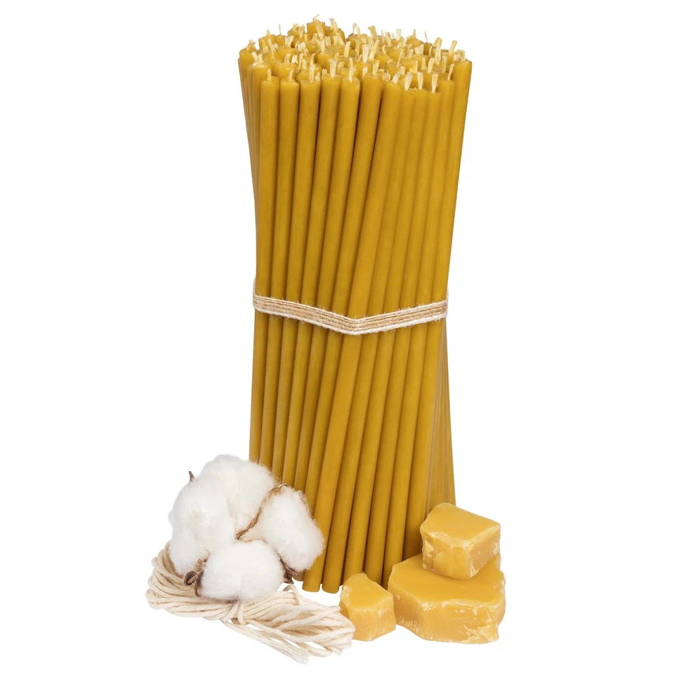 100 pieces Diveevo ecclesiastical beeswax candles №80 ritual candles honey 18.5 cm  - Image 3 of 4