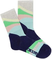 K. Bell Women's Abstract Active Crew Socks 1 Pair, Navy, Women's 9-11 Shoe