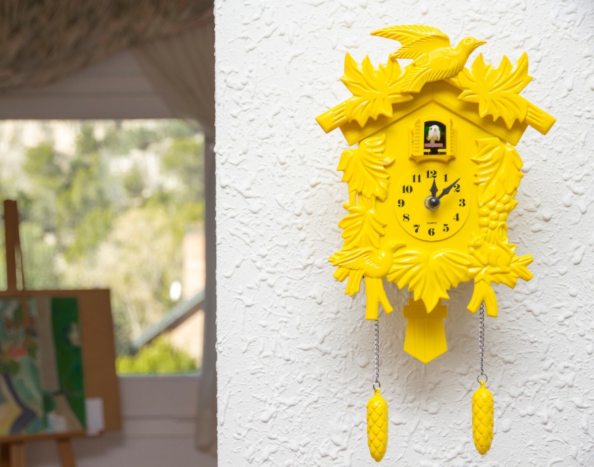 Cuckoo Clock Reloj Cuco Blanco Reloj De Cuco Gris Con Dial Blanco