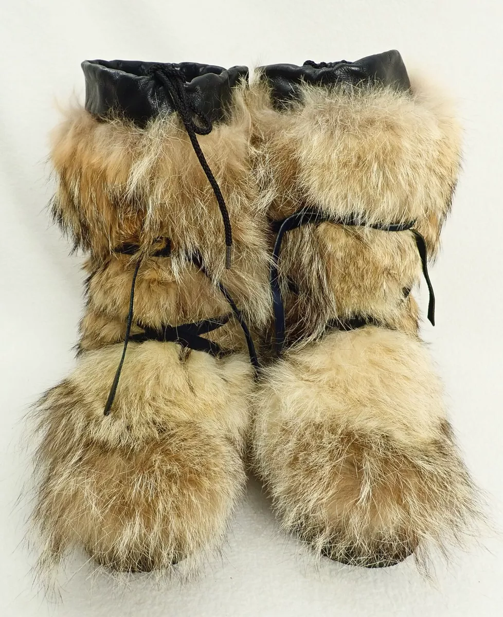 White Furry Long Fur Eskimo Long Fur Snow Yeti Boots