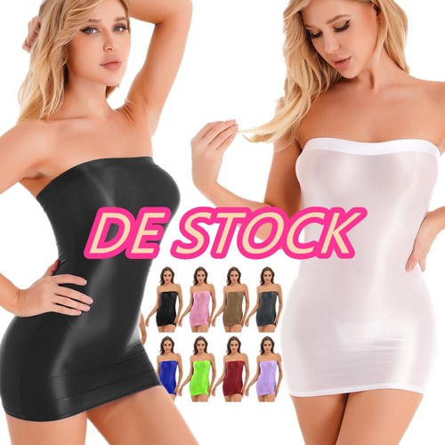 DE*Damen Glänzende Kleider Sexy Minikleid Kurz Bodycon Stretch Sheer Clubwears - Bild 7 von 113