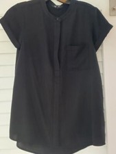 Simply Vera Wang Oriental Tunic Short Sleeve Black Blouse Size Small Shirt