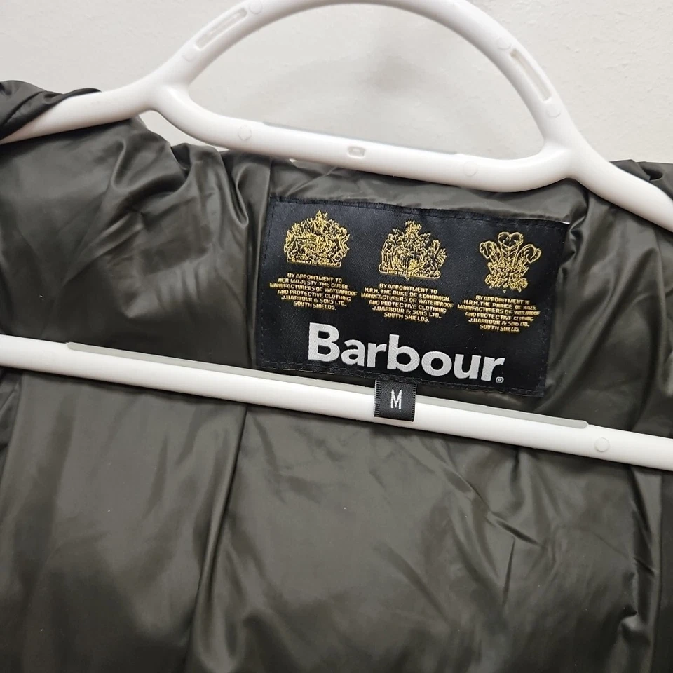 Abrigo Chaqueta Puffer Acolchada Verde Ligero Camuflaje Barbour Ambrose Mediano Foto 4 de 4