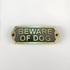 Cast Iron Beware of Dog Sign  Rustic Antique Brass Dog Warning Wall D cor