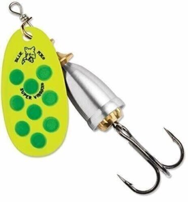 Blue Fox Classic Vibrax Spinner, 1/4-Ounce, Fluorescent Yellow/Fluorescent Gr...