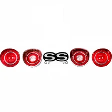 1971 Chevelle Rear Bumper Emblem + Backup Light Lens + Tail Light Lens 4 PCS Set