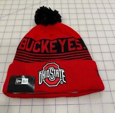 NWT New Era Official Ohio State Buckeyes Stripe Scarlet Knit Beanie Pom Hat