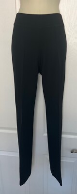 CACHE Black Stretch Dress Pant Front Stitched Faux Back Pockets Flat Front XS
