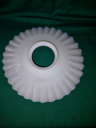 Petticoat Milk Glass Shade Antique White Opal Glass Ruffled Oil Lamp Victorian