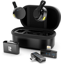 Wireless Mini Microphone for Camera/iPhone/Android/iPad/Laptop, Lav Mic with ...