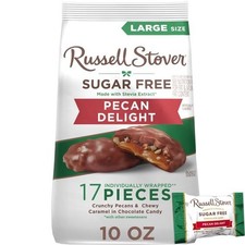 RUSSELL STOVER Sugar Free Dark Chocolate Pecan Delights Candy, 10 oz. bag