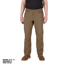 Milwaukee Men's 34 in. x 32 in. Khaki Cotton/Polyester Work Pants with 7 Pockets